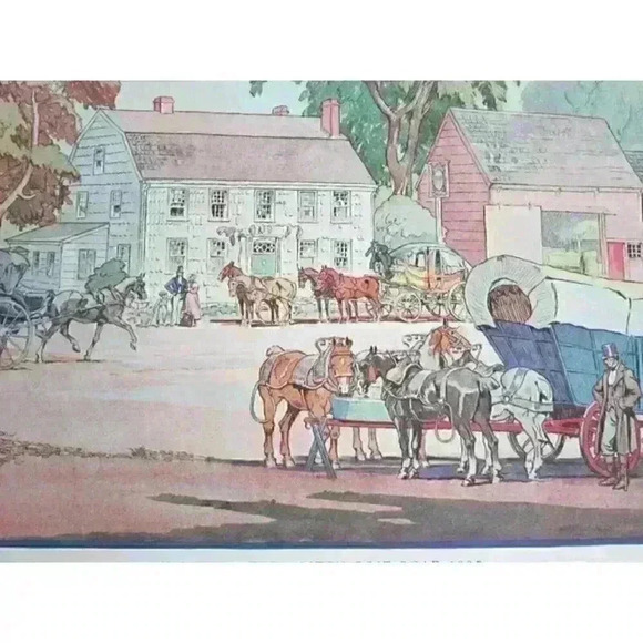 Art Print Edward Penfield INN ON THE BOSTON POST 1804 Color Litho 9x12 Antique - Picture 6 of 12